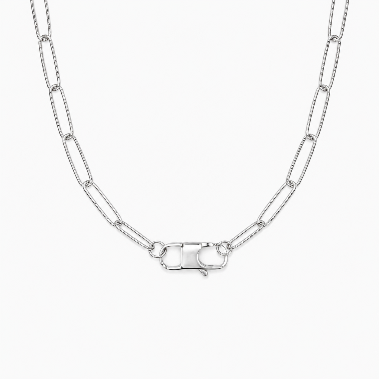 Collana Moschettone Martellata Silver 50 cm