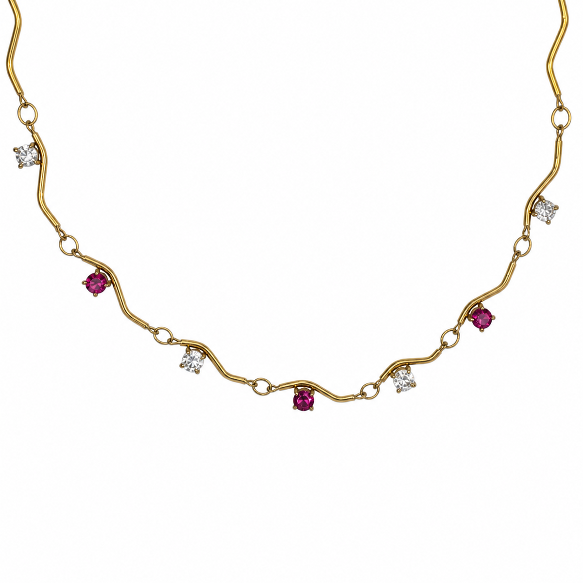 Collana Wave Cristallo Rosa 40 - 45 cm