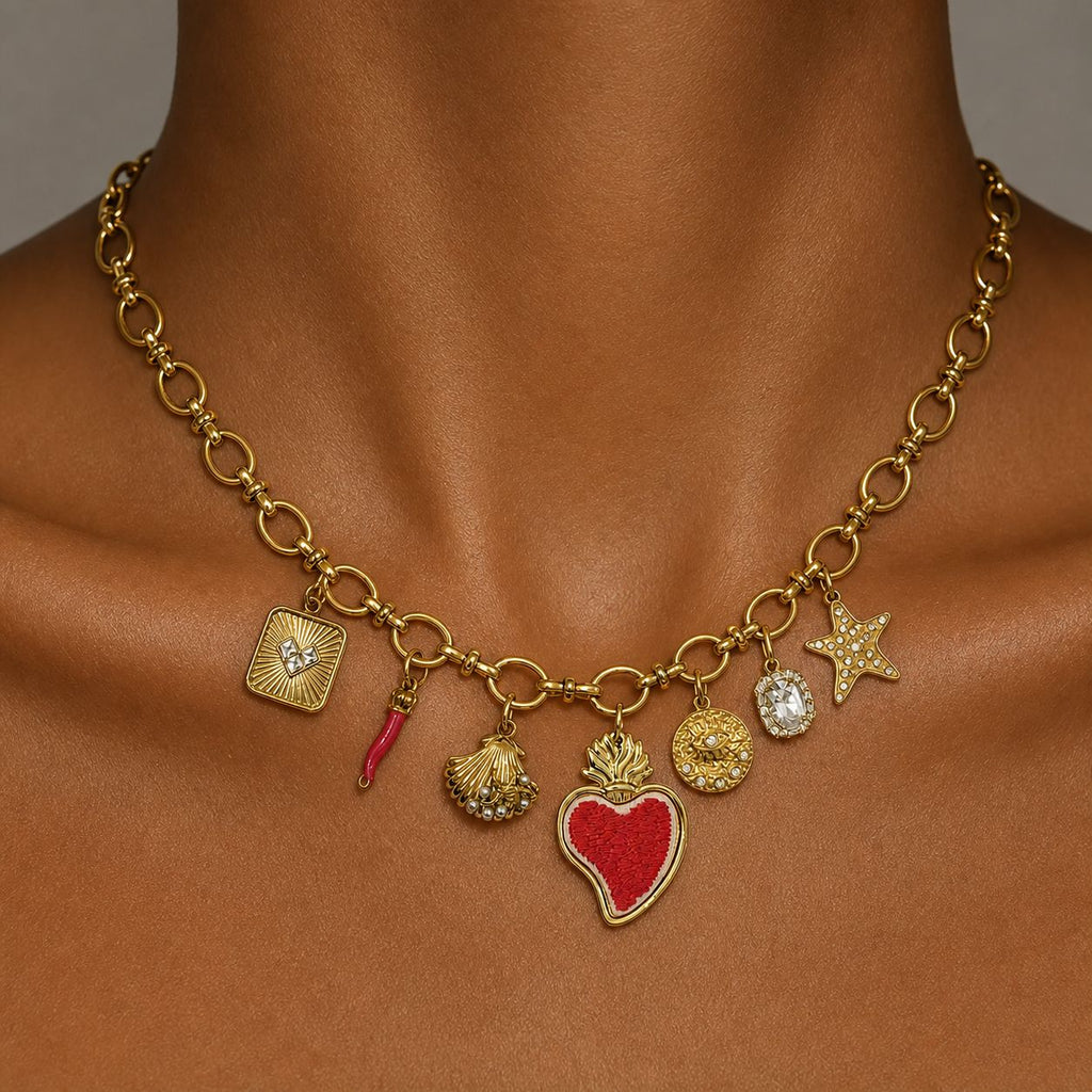 Collana Sacro Cuore Fucsia