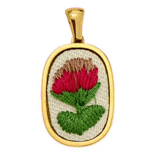 Charm Charm fiore ricamato ovale Le Amikette scontornato
