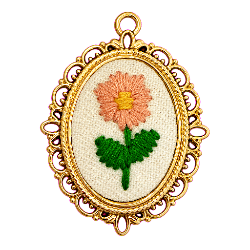 Charm Charm fiore rosa ricamato Le Amikette scontornato