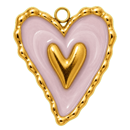 Charm Cuore  a cuore rosa Le Amikette scontornato