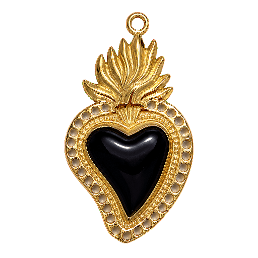 Charm Cuore sacro big nero Le Amikette scontornato