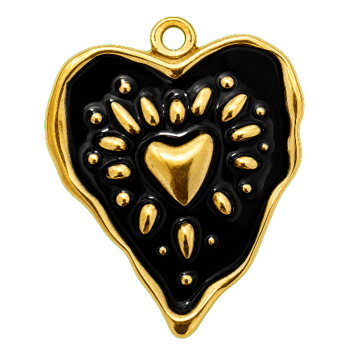 Charm Cuore smaltato big black Le Amikette scontornato