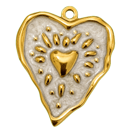 Charm Cuore smaltato big white Le Amikette scontornato
