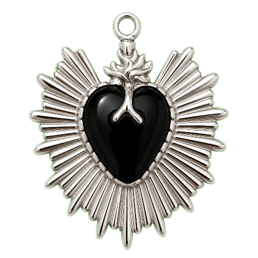 Charm Sacro Cuore Smaltato Nero Le Amikette scontornato