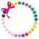 Logo Le Amikette con scritta bianca e pallini colorati